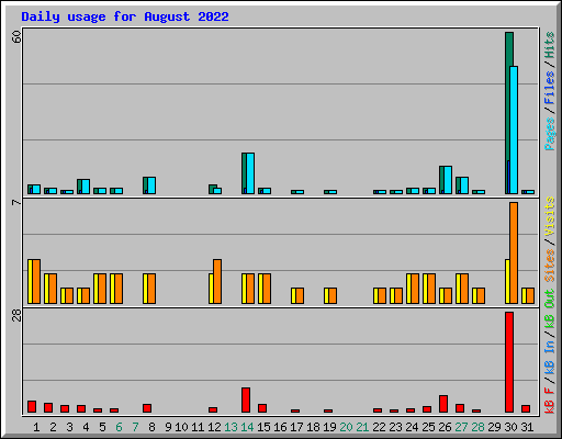 Daily usage for August 2022