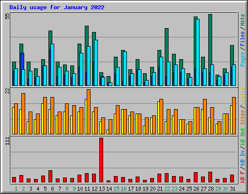Daily usage for January 2022